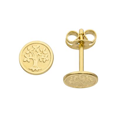 Paar Ohrstecker JOBO "Lebensbaum", gold (gelbgold 333), Ohrringe, Damen, 6,4mm, Gelbgold 333, 333 Gold