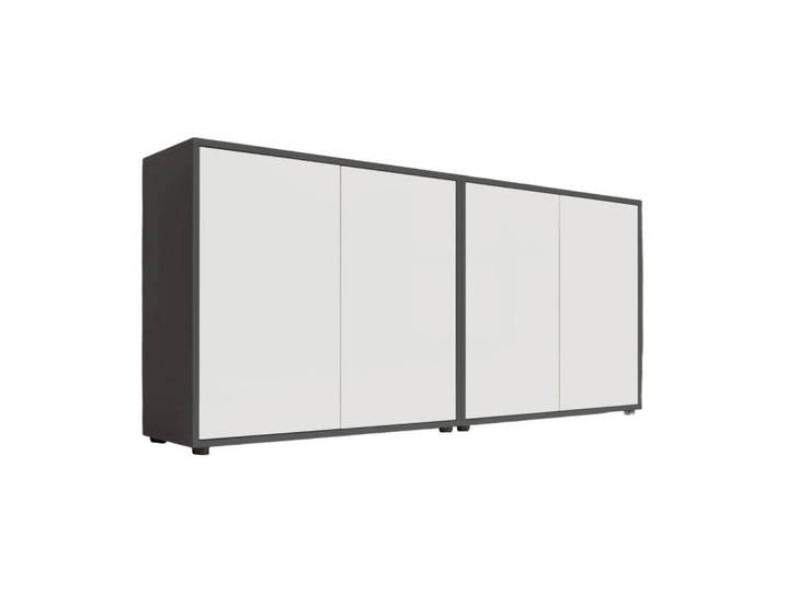 Sideboard, Anthrazit & Weiß, 158x73x33 cm, Holzwerkstoff, 6 Fächer, Erweiterbar, MID.YOU