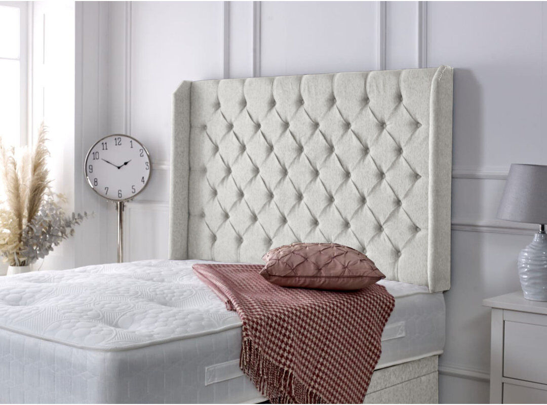 Mercer41 Upholstered Headboard Stone Chenille Double (4'6)