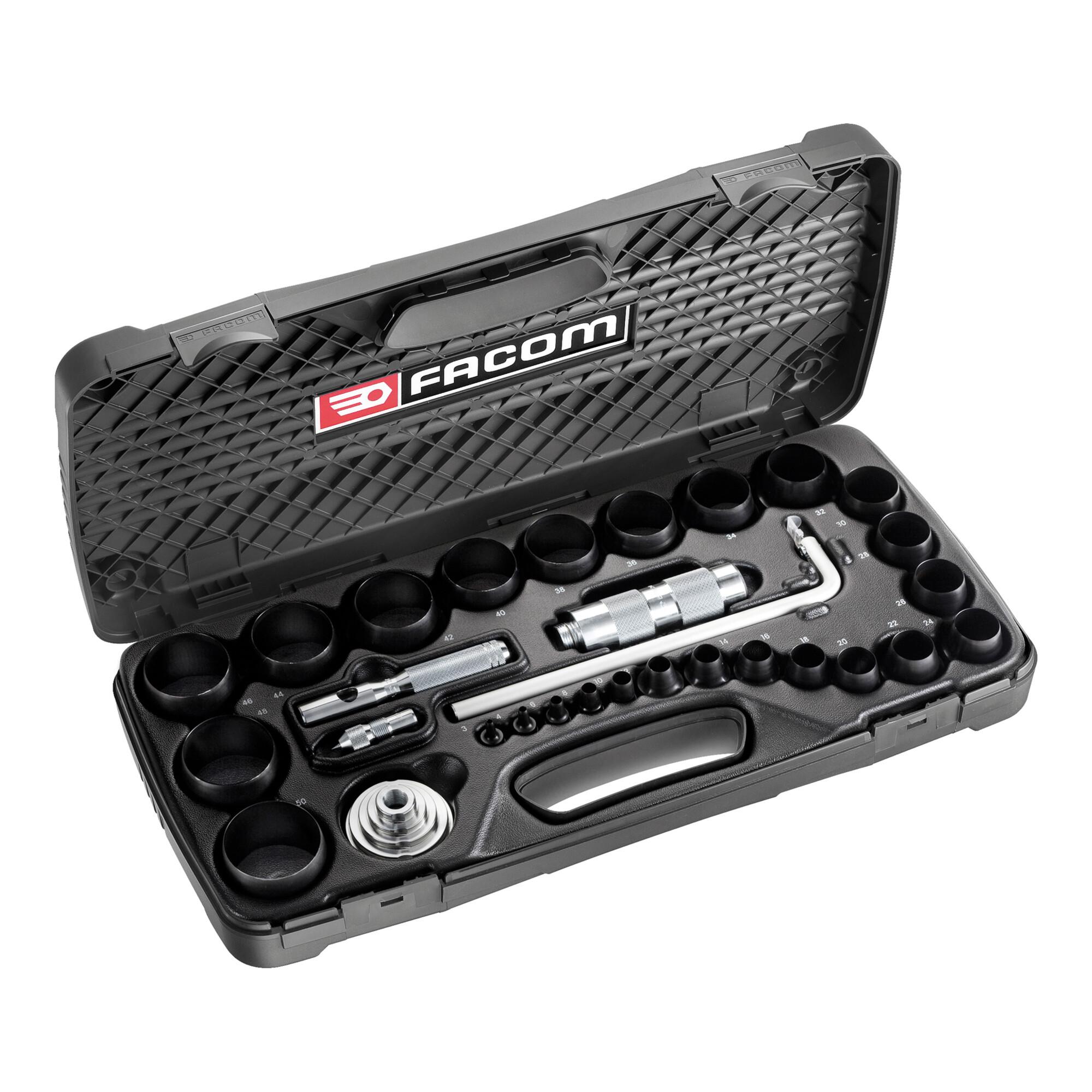 Facom PUNCH KIT STANDARD MAINTENANCE für die Wartung von mechanischen Teilen Durchschläger und Meissel Chrom-Vanadium-Stahl gehärtete Spitzen und Schlagflächen Kunststoffkoffer, 245.J2A)