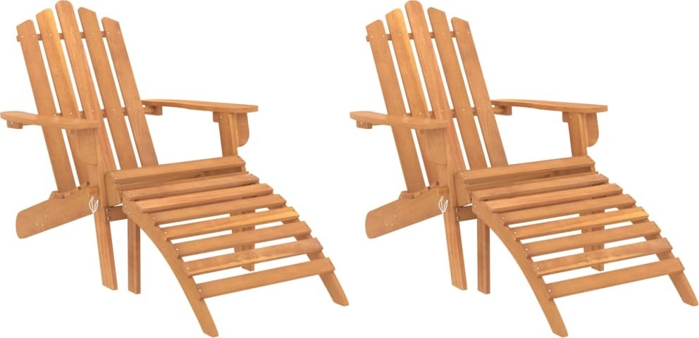 Adirondack-Gartenstühle mit Fußteilen 2 Stk. Massivholz Akazie