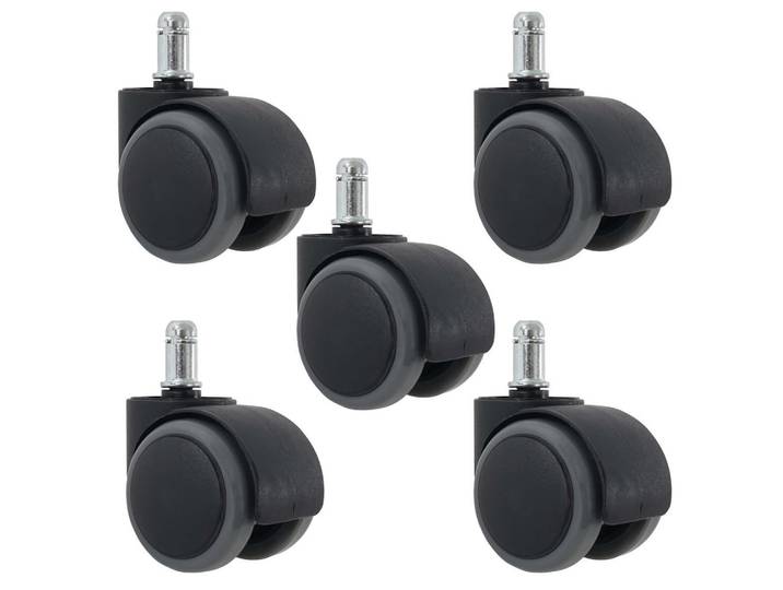 MCW Hartbodenrollen 5ER SET Schwarz, Grau 5er-Set, Metall, 1x1x1 cm, Büromöbel, Bürostühle, Bürostuhl-Ersatzteile & Bodenschutzmatten