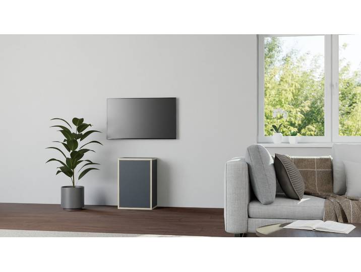 Nachtschrank in Multiplex-Optik Premium Dekore Schwarz Multiplex Kante