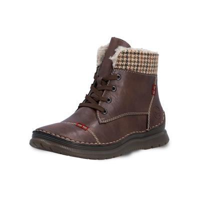 Schnürstiefelette RIEKER "Rieker Stiefelette Lederimitat", Damen, Gr. 38, braun, Lederimitat, Schuhe Schnürstiefelette