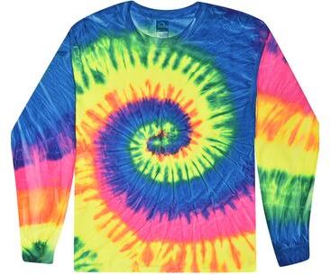 Tie-Dye CD2000 Long Sleeve Tie Dye Top in Neon Rainbow size 3XL   Cotton 2000, T2000