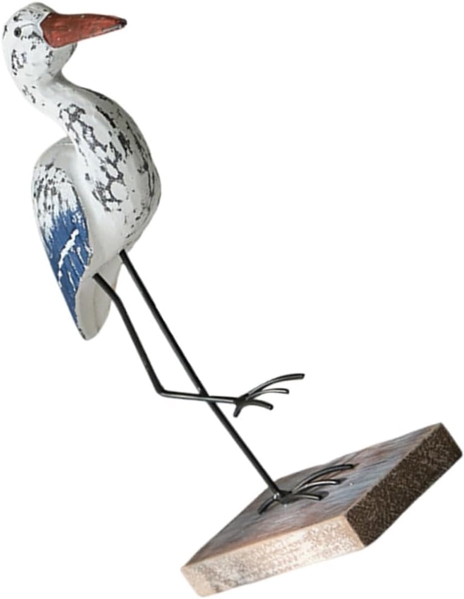 Handgesneden Meeuw Beeldje Kust Vogel Meerkleurig Breedte: 31 cm