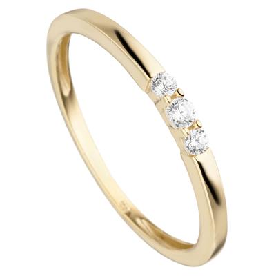 Fingerring JOBO "Ring mit 3 Zirkonia" Gr. 56, gold (gelbgold 333), Fingerringe, Damen, 56, Gelbgold 333, Fingerring, 333 Gold