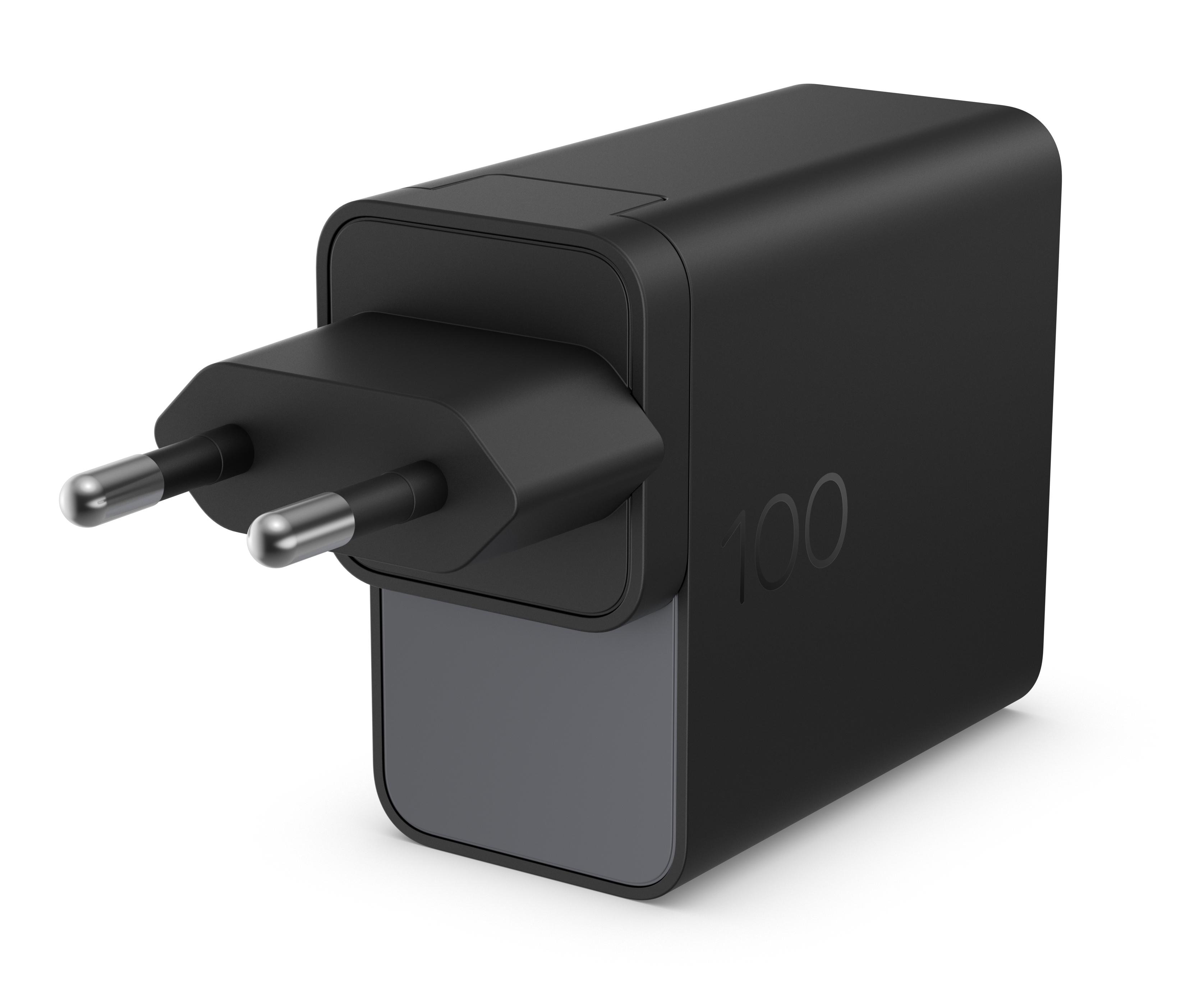 HP USB-C 100W GaN Ladegerät/ Netzteil Schwarz, inkl. 2m USB-C Kabel, Power Delivery (PD) 3.0