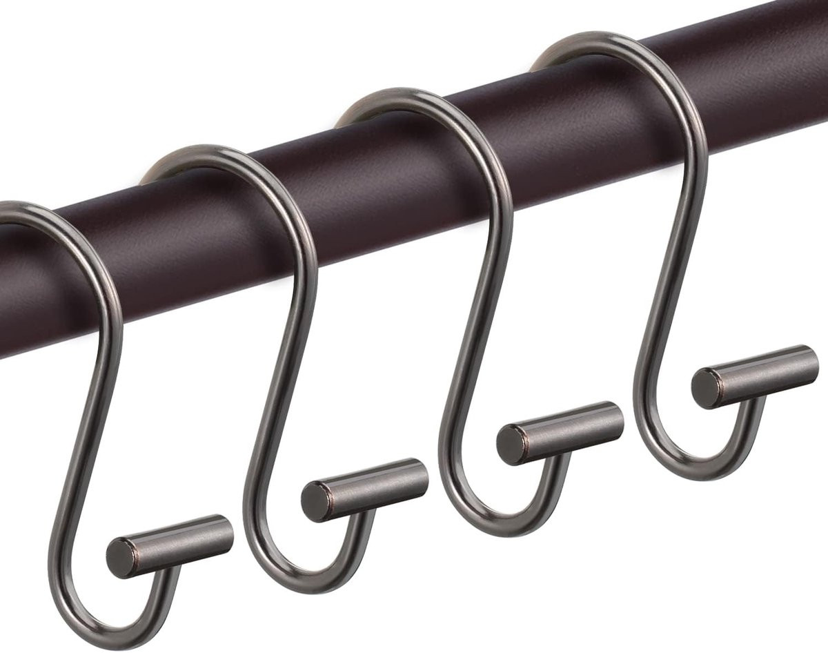 Set van 12 Brons Shower Curtain Hooks - Roestvrije Badkamerhaakjes