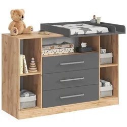 Vicco Wickelkommode Olina, Goldkraft Eiche/Anthrazit, 138.3 x 93 cm
