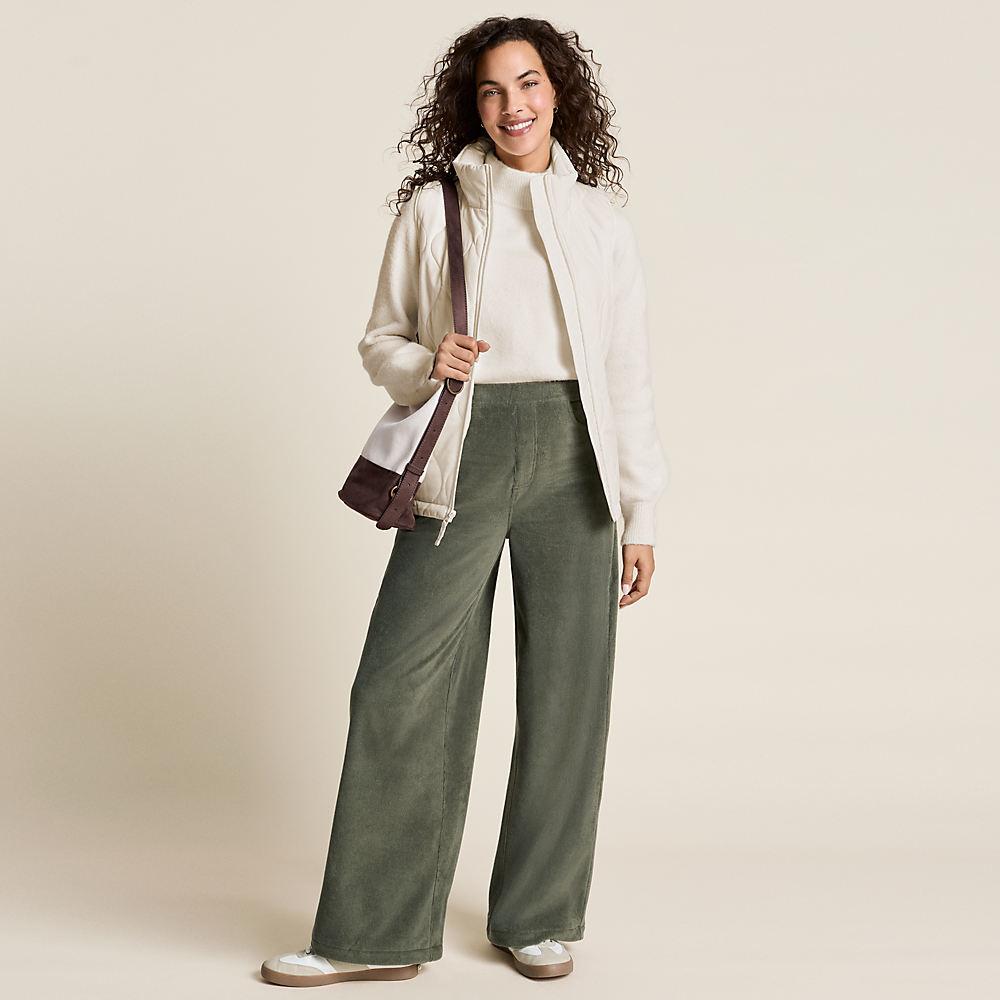 Stretchcord-Hose SPORT KNIT mit weitem Bein, Damen, size: regular, Grün, Baumwoll-Mischung/Polyester-Mischung, by Lands' End