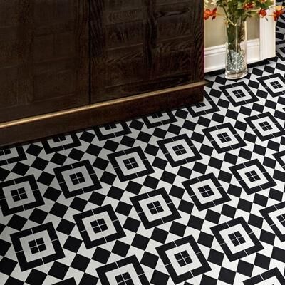 Moroccan Mosaic Handmade Lile in Black and White Tile, Pack of 12 (Morocco)