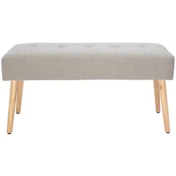 Gepolsterte skandinavische Bank aus beigem Stoff mit Samteffekt und hellem Holz B96 cm GUESTA