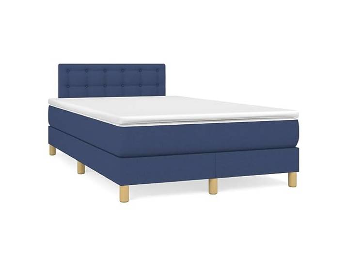 PUGYNBK Boxspringbett 120 x 200 cm mit blauem Kopfteil Taschenfederkernmatratze, mittelhart, verstellbares Kopfteil, atmungsaktiv und langlebig