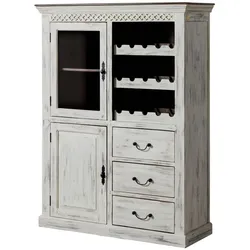Weinschrank Mango / Akazie 120x45x160 weiß gewachst CASTLE-ANTIK #116