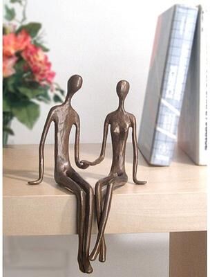 Sitting Couple Cast Bronze Sculpture
