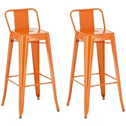 Décoshop26 - Set aus 2 industriellen Barhockern aus Metall mit Fußstütze orangefarben TDB10142