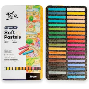 Mont-Marte Pastellkreide Soft Pastels, Signature, farbig sortiert, 64 mm lang, 36 Stück