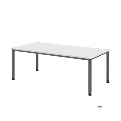 Hammerbacher-Schreibtisch 4Fuß-rd.200x100cm weiß/Graphit-VHS2E/W/G
