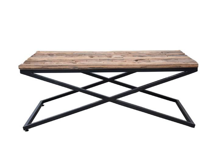 WOLF MÖBEL Wohnzimmertisch SLEEPER Couchtisch 120x45 cm, recyceltes Massivholz, Eisen schwarz (120x45x65), SLEEPER Couchtisch 120x45 cm, recyceltes Massivholz, Eisen schwarz