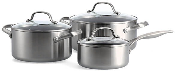 GreenPan Geneva 3-Ply Stainless Steel Non-Stick 3 Piece Cookware Set