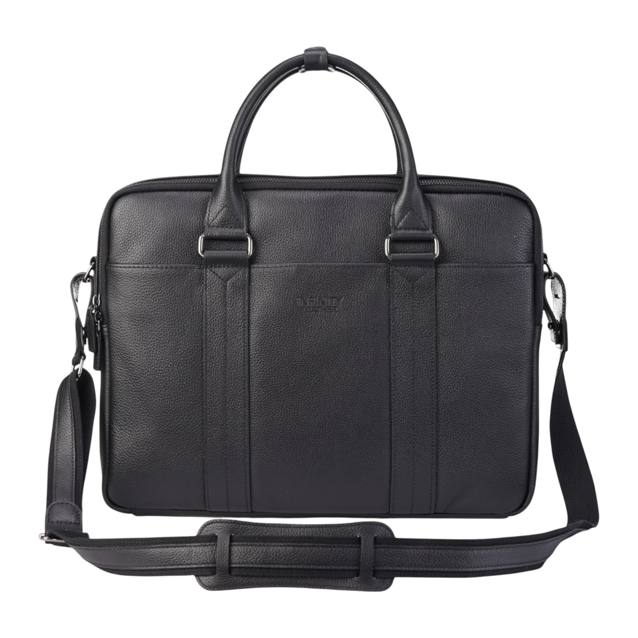 Echtes Leder Schwarz Laptop Business Aktentasche Büro Arbeit Reisetasche - Sutton