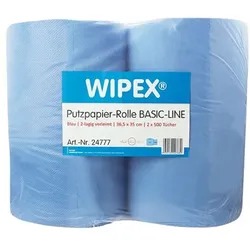 WIPEX Putzpapier-Rolle »BASIC-Line« 2-lagig blau 2x 500 Blatt blau, 36.5 cm