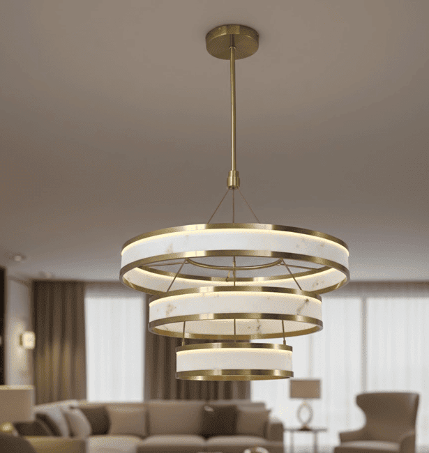 Beck Gold & Marble Round Statement LED Ceiling Light