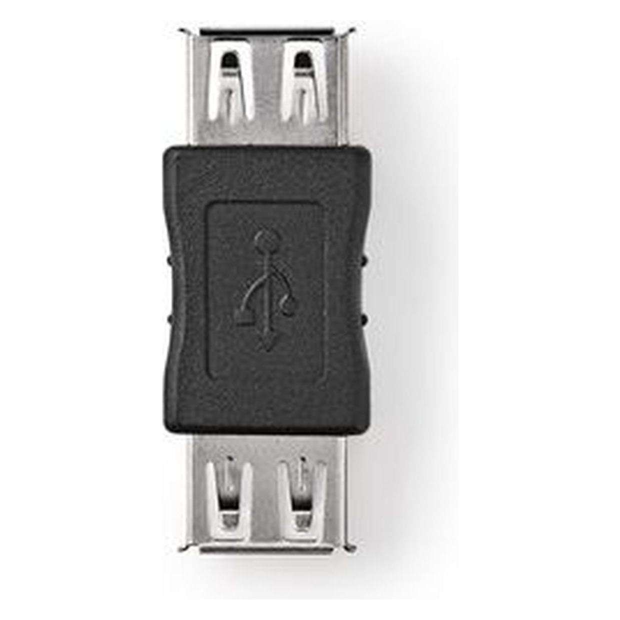 Nedis USB-Adapter USB 2.0 USB-A Buchse USB-A Buchse Vernickelt Gerade PVC ABS Schwarz Box Schwarz (CCGB60900BK)