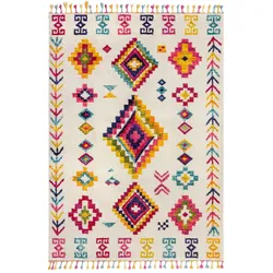 Vielseitiger Hochflor-Teppich `Arun Liz` mit Farbakzenten. 160x230 cm | Kadima Design