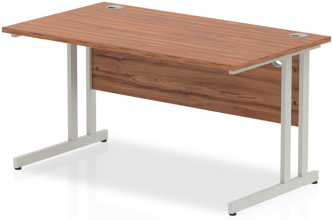 Inbox Zero Impulse Steel Desk Silver/Walnut 73cm H x 140cm W x 80cm D