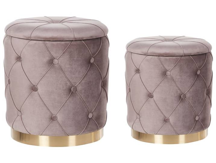 Lot de 2 poufs en tissu beige 4033x4436cm