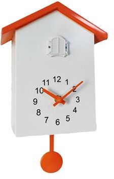 Daily Discovery Charming Birdhouse Cuckoo Clock Battery Powered Decorative Wall Clock white Orange