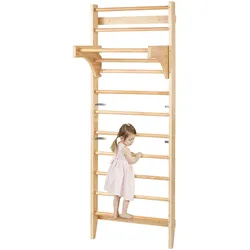 VEVOR schwedisches Leiterwand 10-stufiges Indoor-Klettergerüst aus Massivholz, 100 kg belastbare Indoor-Spielplatz-Kletterleiter Turnreck mit Klimmzugstange – Ideales Geschenk für Kinder