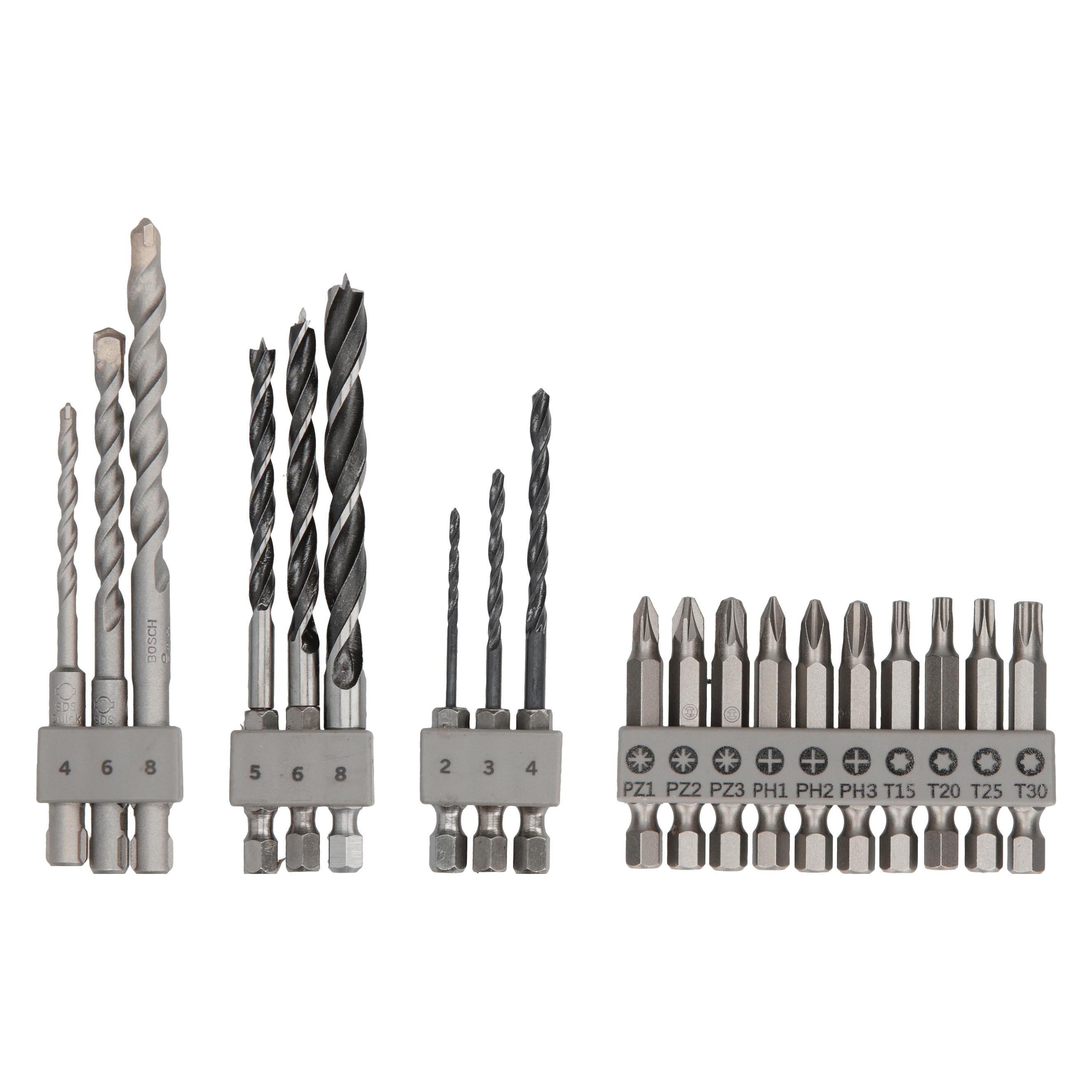 Bosch Zubehör Bohr und Bit-Set, Uneo Mixed, 19-teilig (4 mm, 6 mm, 8 mm) (2609256989)