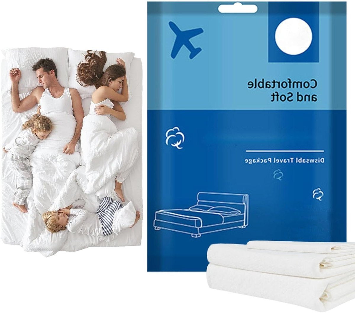 3-delige of 4-delige Reislakens Set - Comfortabel en Ademend Reisbeddengoed - Meerkleurig