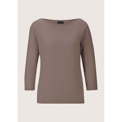 Longpullover MADELEINE "Strickpullover Kaschmirpullover mit U-Boot-Ausschnitt", Damen, Gr. 34, beige (dunkeltaupe, melange), Obermaterial: 100% Kaschmir WS., Modern, normal, U-Boot-Ausschnitt, Pullover Longpullover, Kaschmirpullover mit 3/4 Arm