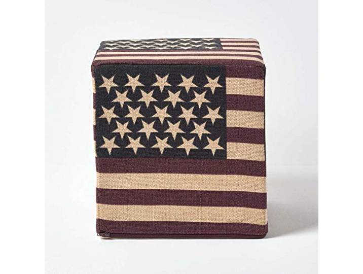 Homescapes Design Sitzwürfel Fußhocker USA blau rot Flagge Amerika