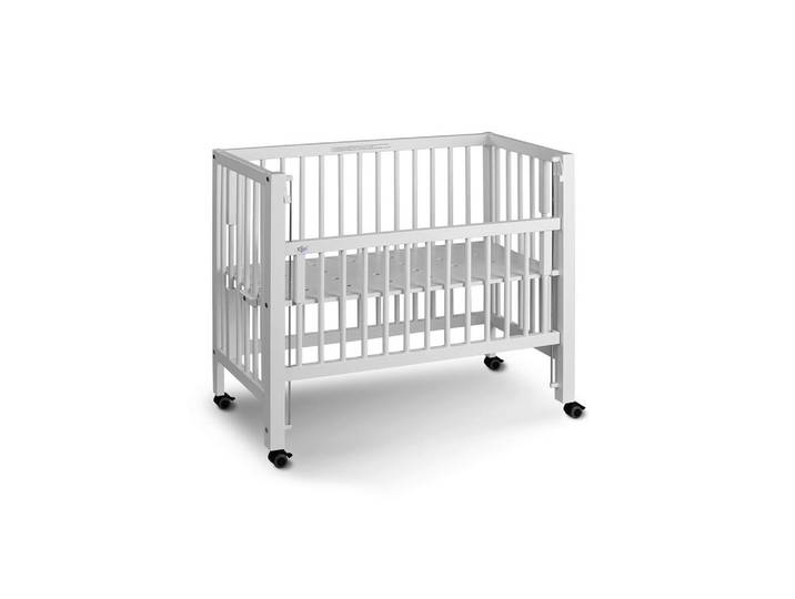 tiSsi Beistellbett Sophie, Weiß, Holz, Buche, massiv, 94x46x42 cm, höhenverstellbar, sehr stabil, Babymöbel, Babybetten, Beistellbetten