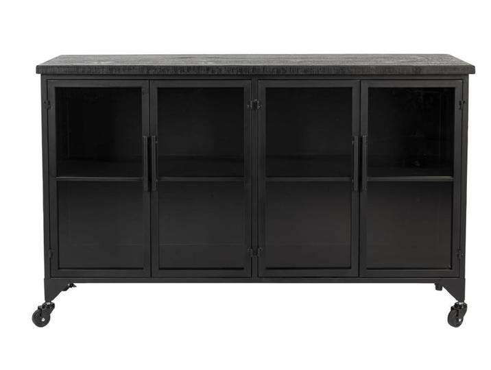 Schrank Ferre Niedrig – aus Fichtenfurnier in Schwarz - Schwarz - Luxusbetten24