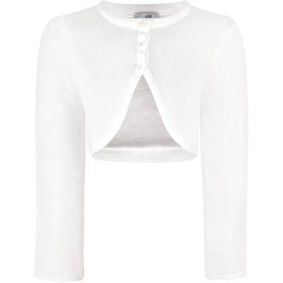 Strickjacke HAPPY GIRLS "cardigan", Mädchen, Gr. 128, weiß, Feinstrick, Obermaterial: 100% Baumwolle, unifarben, figurbetont kurz, Rundhals, Strickjacken Strickjacke