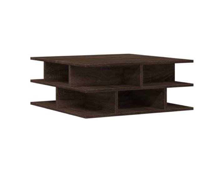 Couchtisch aus technischem Holz, Eichenbraun, 70 x 70 x 29 cm, mit Aufbewahrung