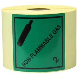 Transpak, Etiketten, Etiketten Masse 100x100mm Papier grün Aufdruck Non Flammable Gas
