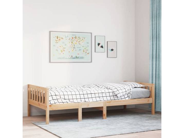 Lit pour enfants sans matelas 80x200 cm bois de pin massif lit simple lit mi-hauteur lit en bois lit mi-hauteur 855024