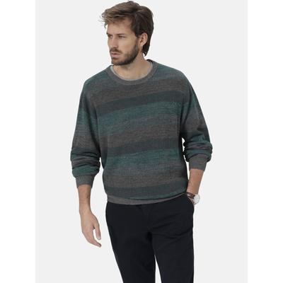 Rundhalspullover BABISTA "Pullover LUNAVEST", Herren, Gr. L, grau (grau gestreift), Obermaterial: 100% Baumwolle CO., gestreift, normal, Rundhals, Pullover Rundhalspullover, mit Rippstrick