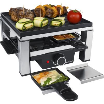 STEBA Raclette "RC 104", schwarz (edelstahlfarben, schwarz), B:30cm H:15cm T:28cm, Raclettes