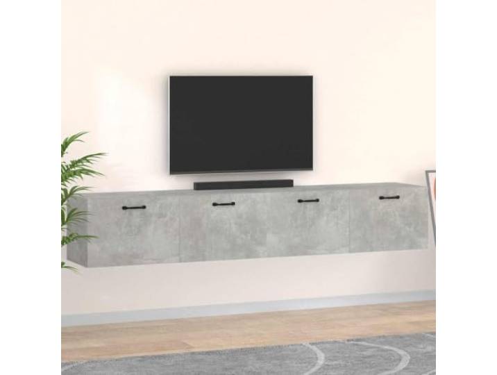 KGHFDVB Wandschrank Holzwerkstoff 100x36,5x35 cm Betongrau 2 Fachböden, Wandmontage, Platzsparend, Feuchtigkeitsbeständig, Montageanleitung Inklusive
