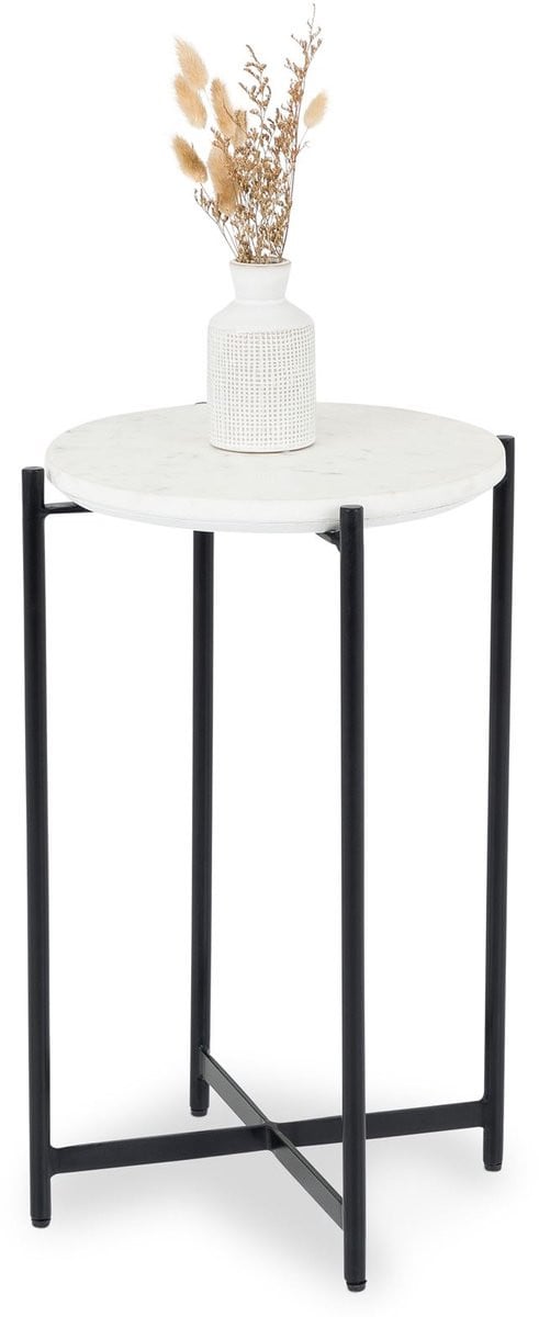 IDIMEX Bijzettafel CRATO met marmeren blad zwart/wit