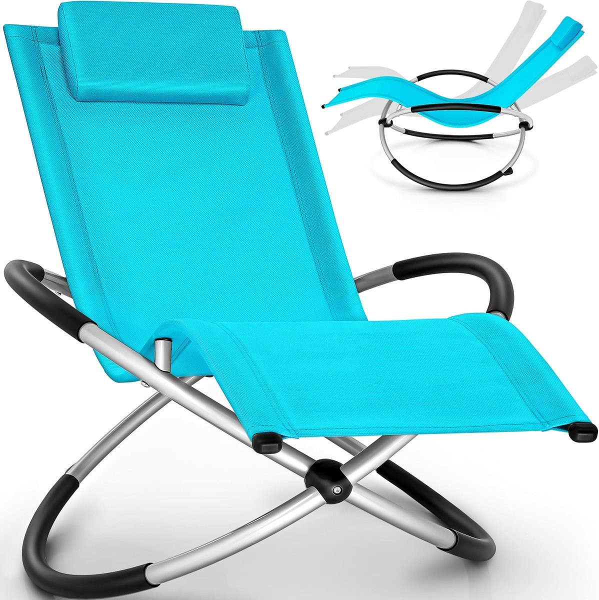 Merkloze opvouwbare relaxstoel tuinligstoel weerbestendig blauw