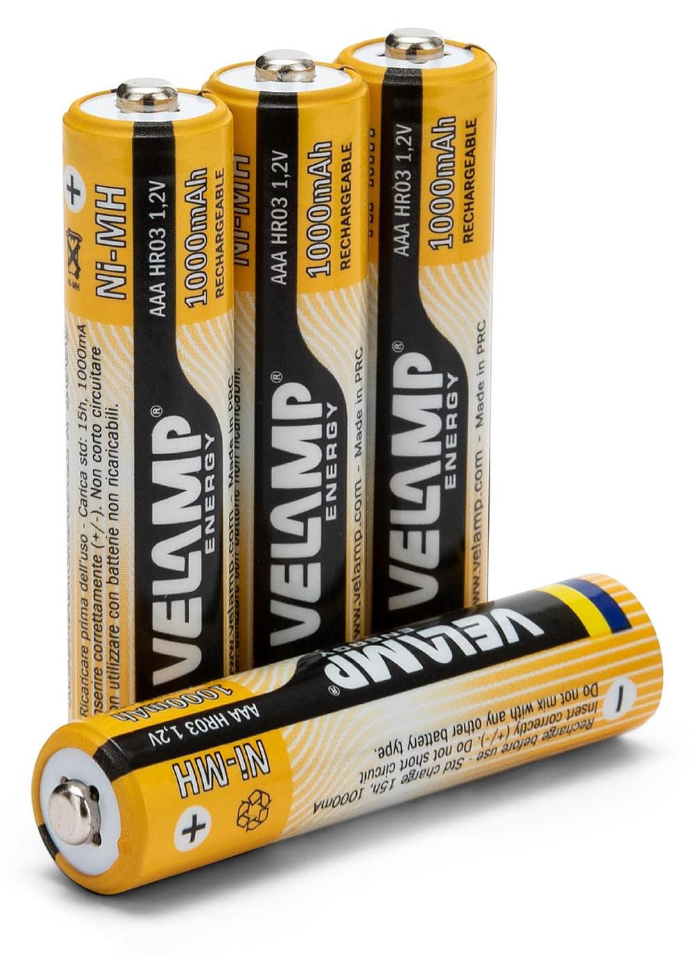 Velamp HR03/4BP Oplaadbare Mignon-batterijen, 1000 mAh, 4 stuks, oranje